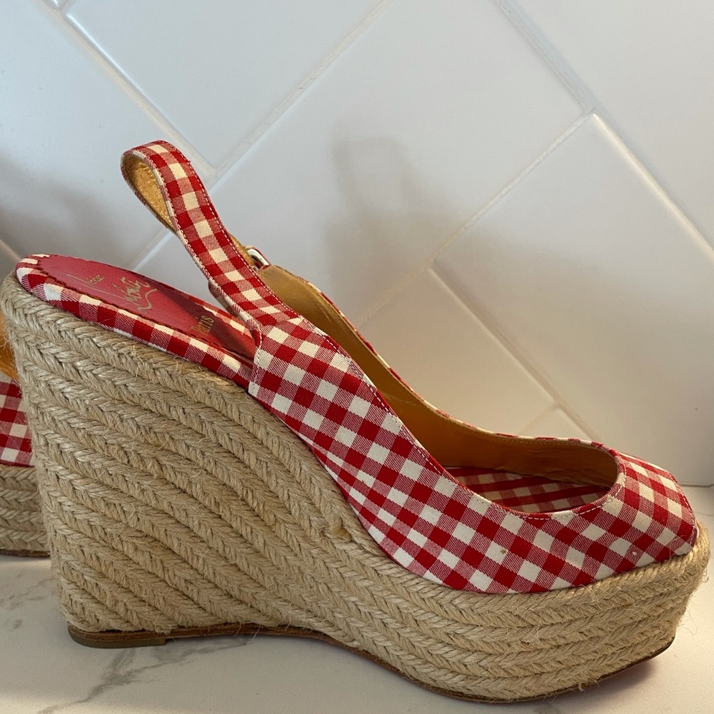 Christian Louboutun Gingham Wedges